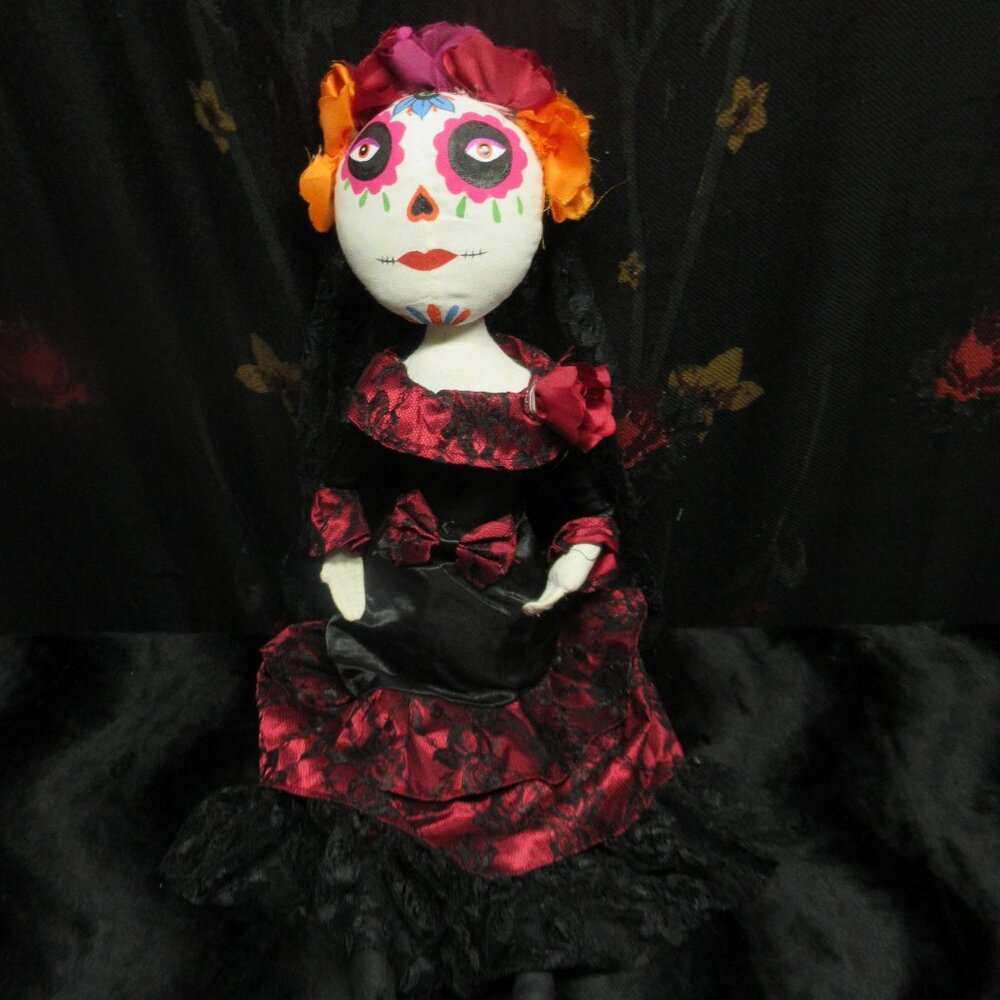 Day of the Dead Dia de Los Muertos Sugar Skull Catrina Fabric Rag Doll